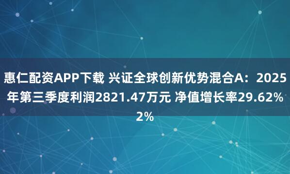 惠仁配资APP下载 兴证全球创新优势混合A：2025年第三季度利润2821.47万元 净值增长率29.62%