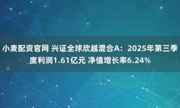 小麦配资官网 兴证全球欣越混合A：2025年第三季度利润1.61亿元 净值增长率6.24%