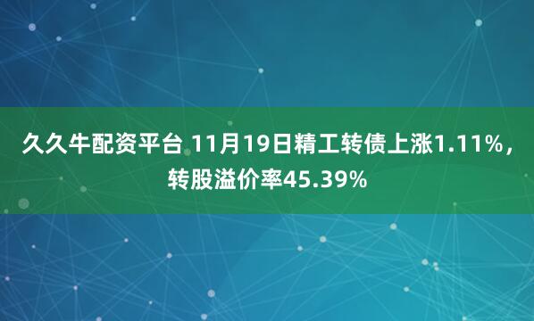 久久牛配资平台 11月19日精工转债上涨1.11%，转股溢价率45.39%
